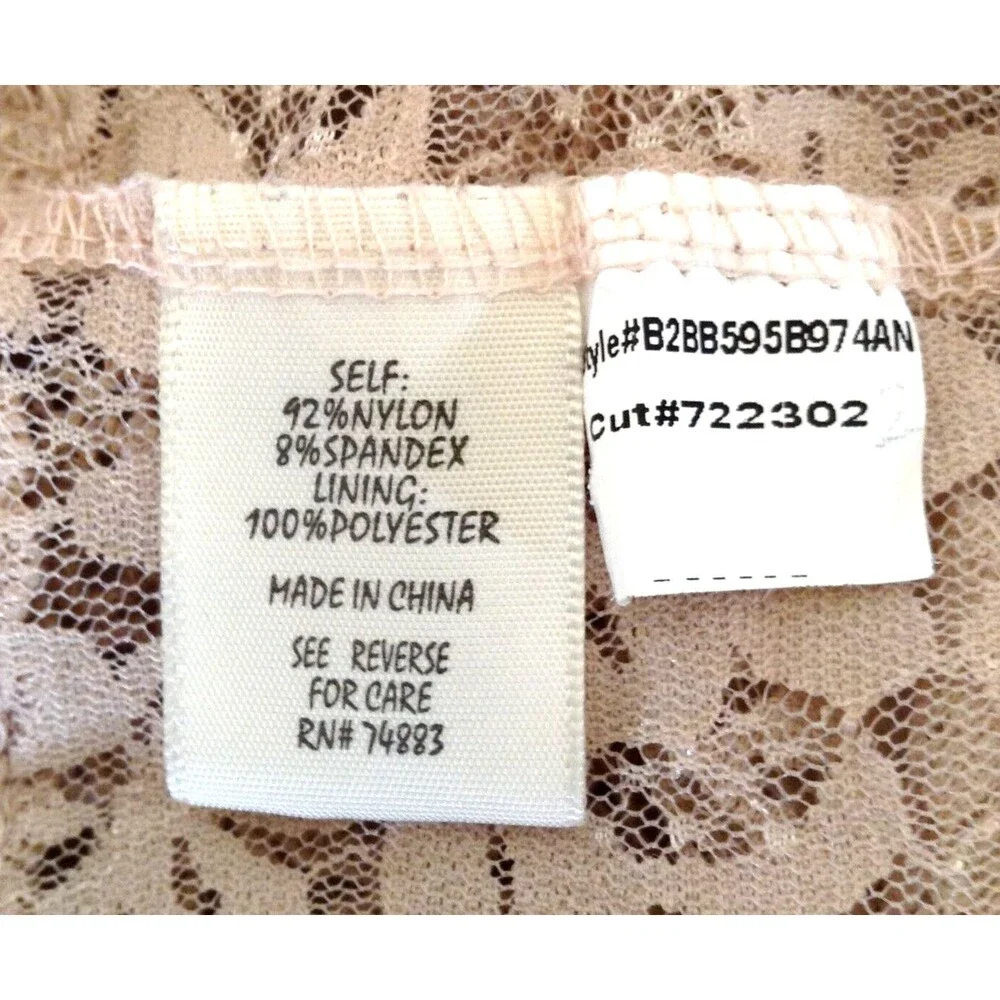 Crochet Lace Embroidered Top Wn S Beige Long Sleeve Blouse Sheer Fairy Boho Y2K
